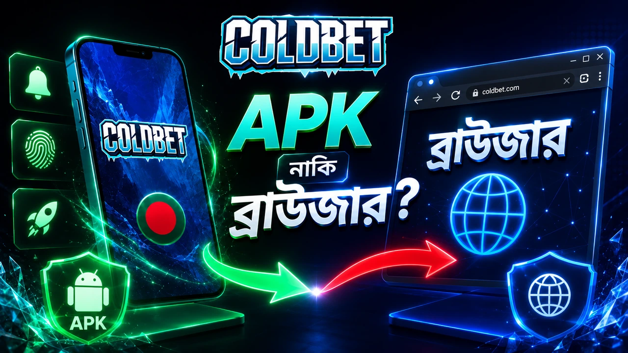 ColdBet APK ও ব্রাউজারের পার্থক্য, অ্যাপে পুশ নোটিফিকেশন ও বায়োমেট্রিক, ব্রাউজার সহজ