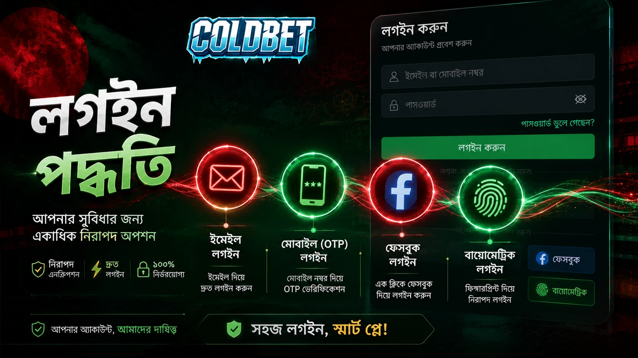 ColdBet লগইন পদ্ধতি, ইমেইল, ফোন, সোশ্যাল মিডিয়া ও বায়োমেট্রিক, বাংলাদেশি ব্যবহারকারী