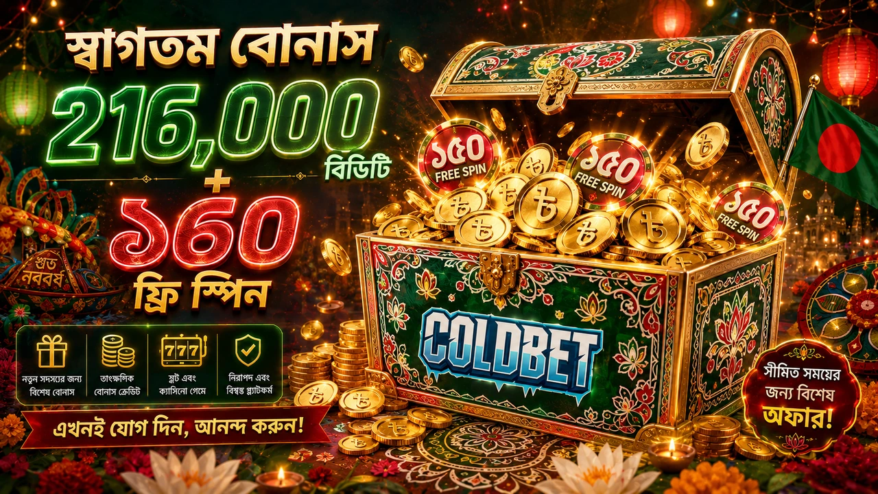 ColdBet ওয়েলকাম বোনাস ২১৫,০০০ বিডিটি ও ১৫০ ফ্রি স্পিন, ভিআইপি ক্যাশব্যাক, বাংলাদেশ